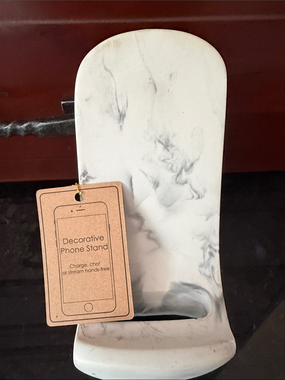 White Marble-Pattern Decorative Phone Stand